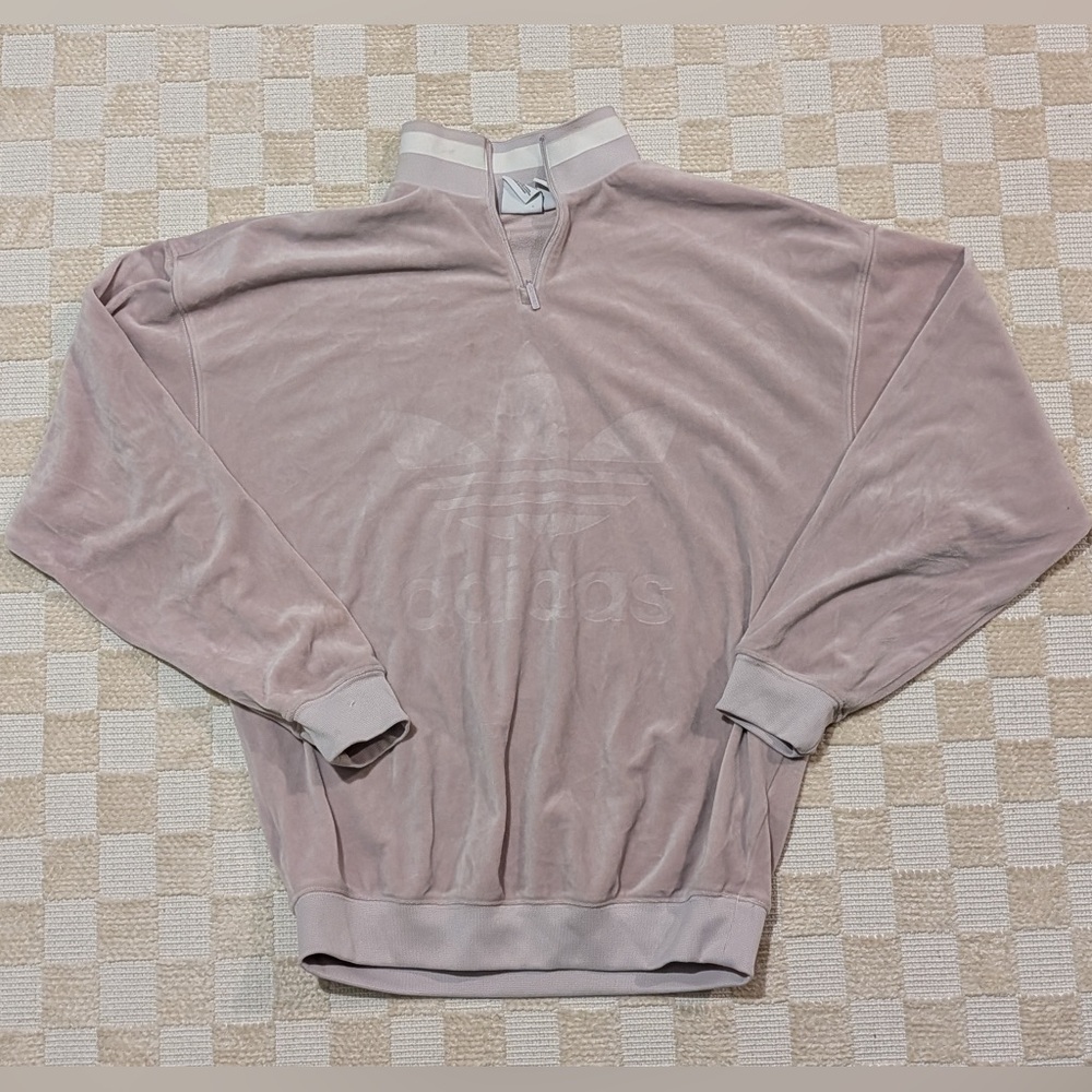 Adidas Light Pink Oversized 1/4 Zip Pullover Sweatshirt Size XS